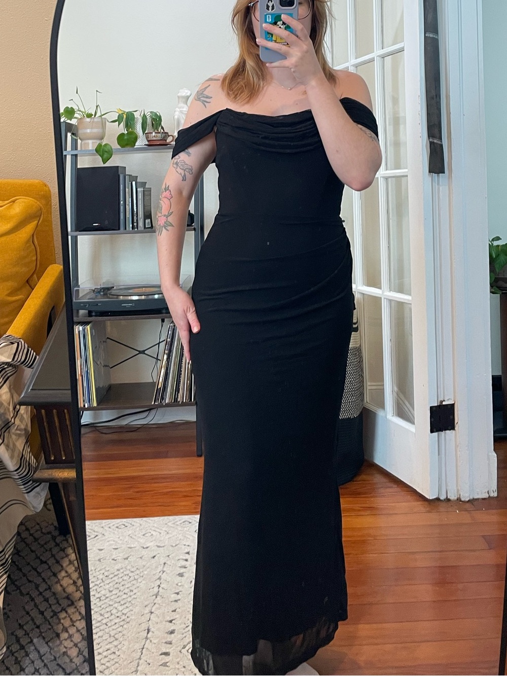 Formal Black Off-Shoulder Maxi Dress